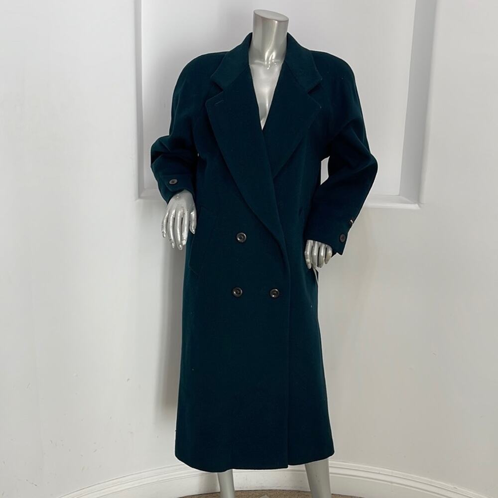 Vintage Donnybrook Teal Green 100% Wool Long Double Breasted Coat Size 10 NWT